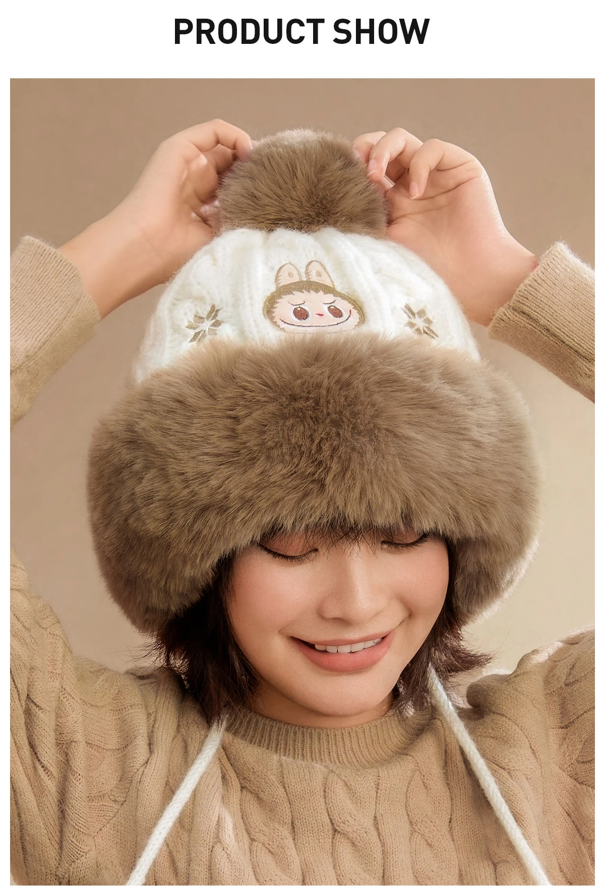 Warm Fluffy Holiday Series- LABUBU Plush Hat 6 Warm Fluffy Holiday Series- LABUBU Plush Hat - Image 6