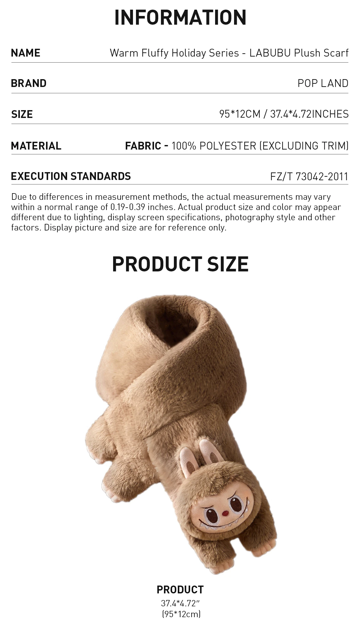 Warm Fluffy Holiday Series- LABUBU Plush Scarf 5 Warm Fluffy Holiday Series- LABUBU Plush Scarf - Image 5