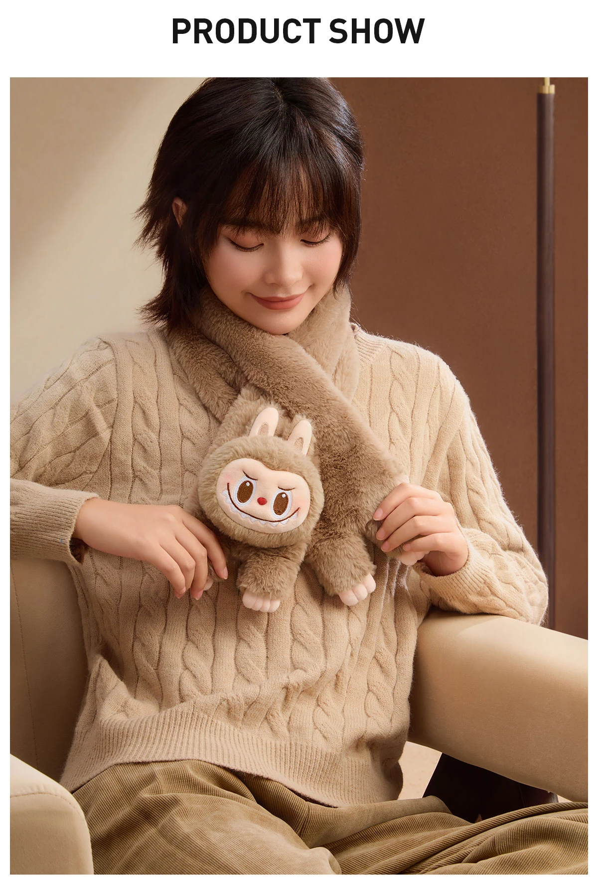 Warm Fluffy Holiday Series- LABUBU Plush Scarf 6 Warm Fluffy Holiday Series- LABUBU Plush Scarf - Image 6